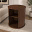 Ensemble de 2 tables de bout cylindriques de style Mid-Century moderne avec station de charge intégrée et porte coulissante, table de chevet ronde à 2 niveaux avec ports USB, table de chevet pour le salon, la chambre à coucher, le vestibule - noir-1037377473-1037377475