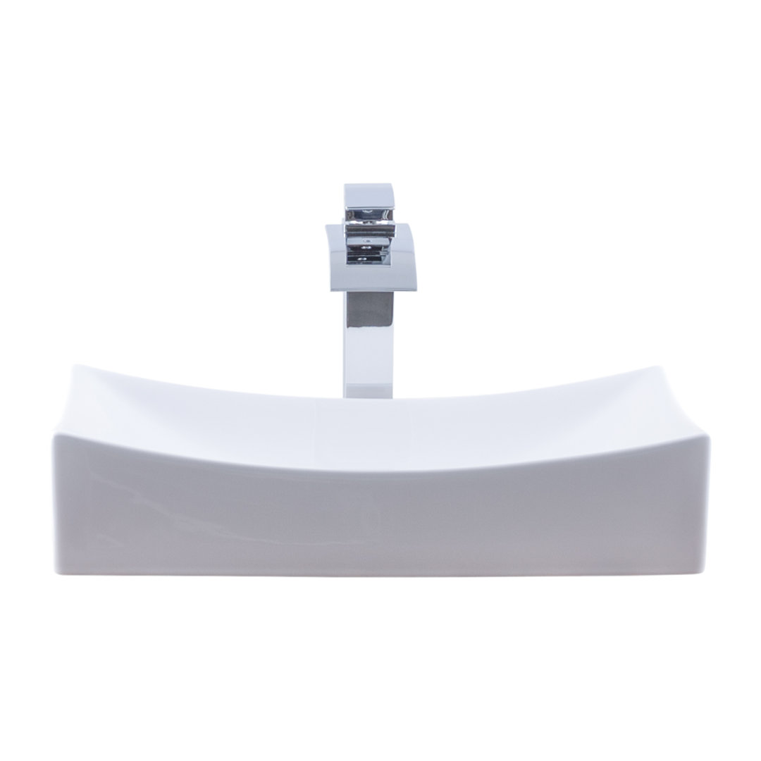Ceramic Rectangular Vessel Bathroom Sink with Faucet Novatto Faucet 