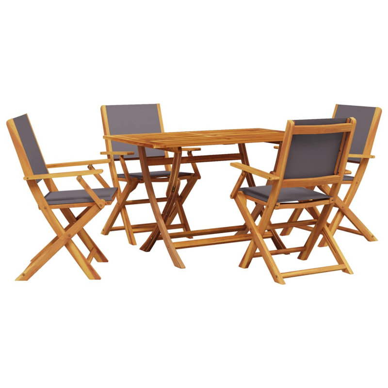 5 Piece Garden Dining Set Fabric And Solid Wood, Anthracite