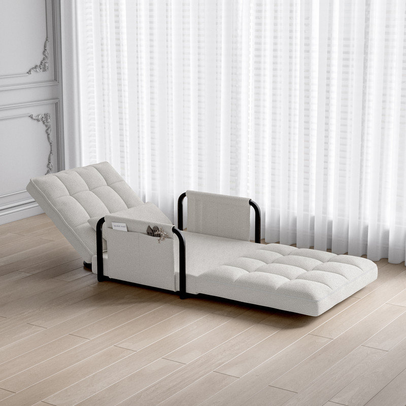 Modern Sofa Bed with Adjustable Features, White