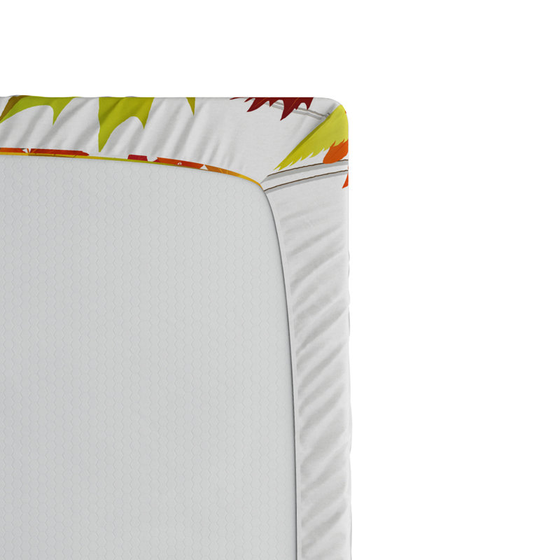 Twin White Microfiber Fitted Sheet with Autumn Print