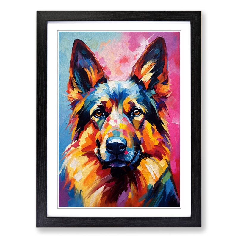 German Shepherd Abstract No.2 - Framed Print, Black Framed, 46cm H x 34cm W