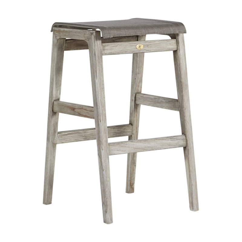 Coast Patio Bar Stool, Oyster Teak Frame/Gray Sling