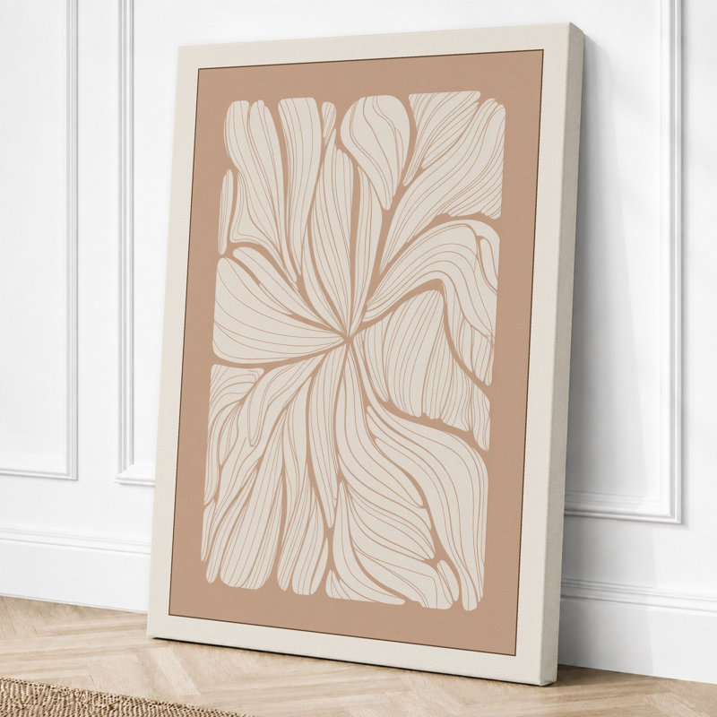 Radiating Bloom Botanical - Wrapped Canvas, 18x12 - 45.7 x 30.5 cm, Cream Border