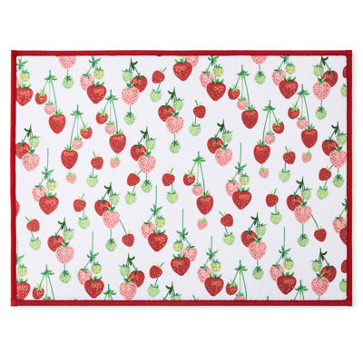 FIESTA Falling Strawberries Dish Drying Mat, Scarlet Red, 16"x22"