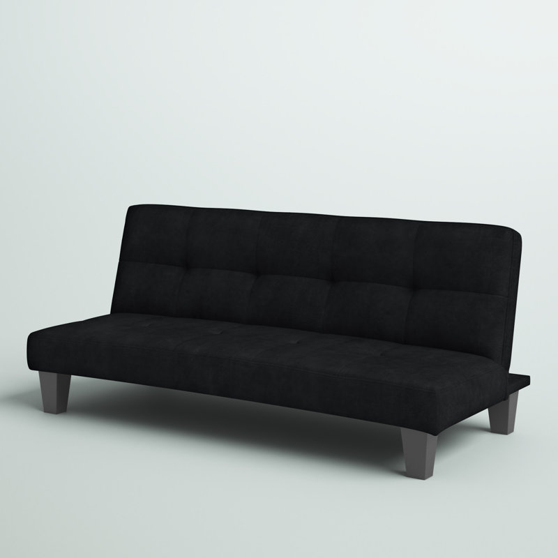Canapé-lit simple à dossier capitonné, 68W x 31.5D x 28.5" H / SF LIT: 67W x 38D x 7.5" H, Noir, Microsuède