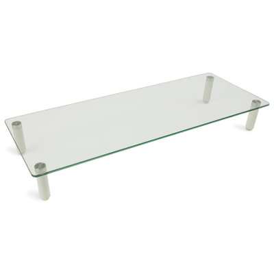 Mount-It! Glass Desktop Monitor Stand Riser, 22 Inches Wide Clear Tempered Glass Hold Up to 44 Lbs.