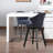 Set of 2 Counter Height Swivel Bar Stools with Chenille Upholstery and Wide Back, Kitchen Island Chairs with Metal Legs-1387368554