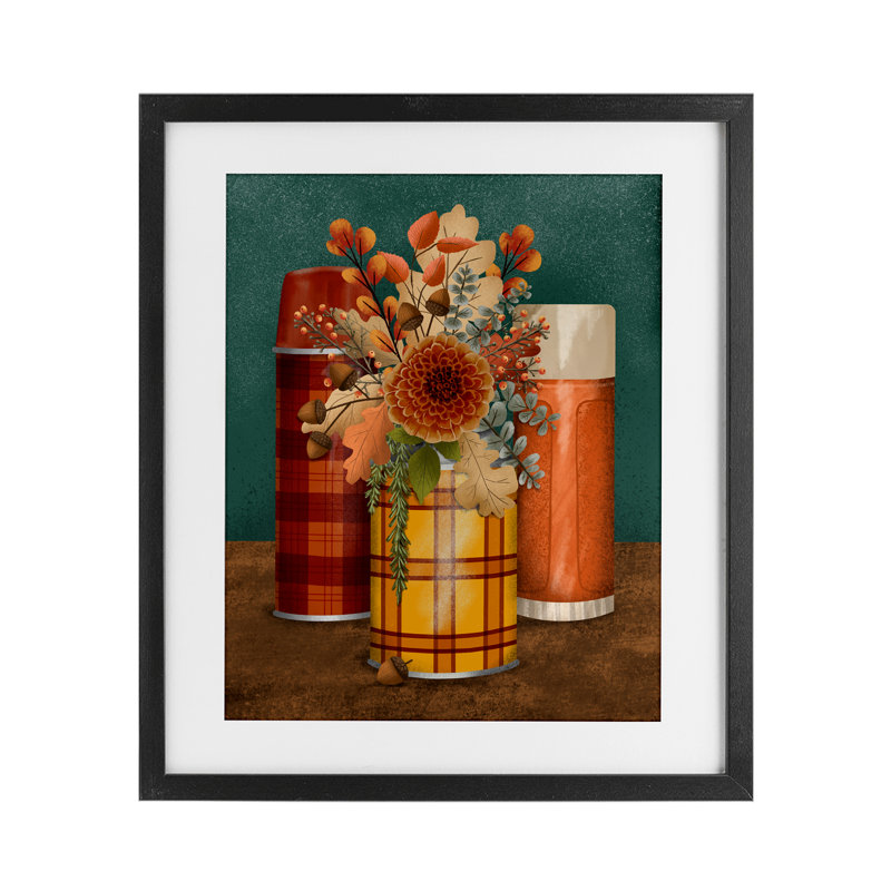 «Autumnal Thermos & Botanicals», reproduction sous verre encadrée, conception de Jilly Jack Designs, H 21 po x l 17 po