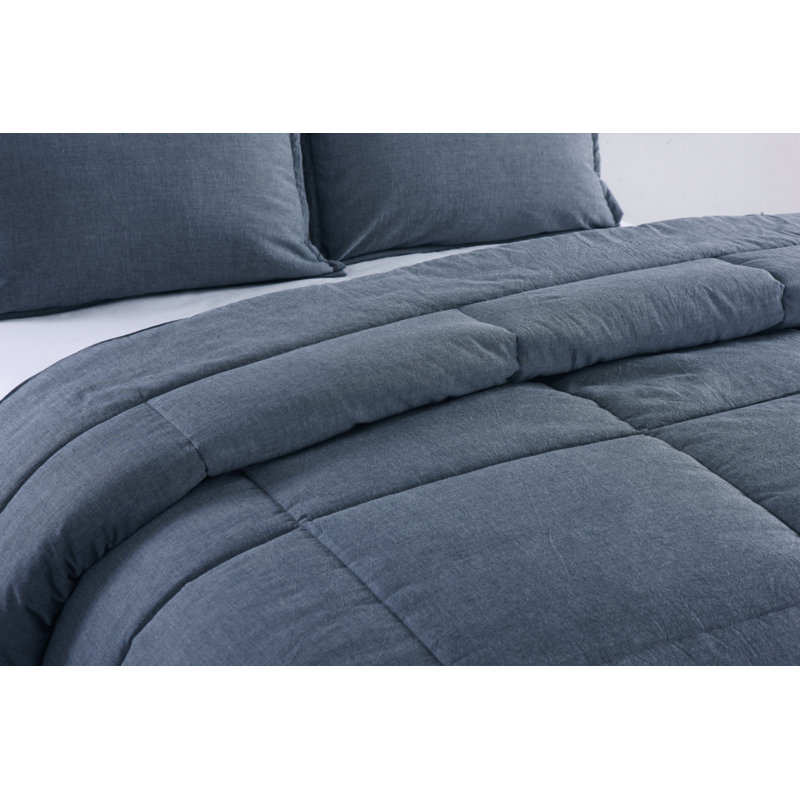 Ensemble d'édredon en coton Messy, Édredon simple, Bleu