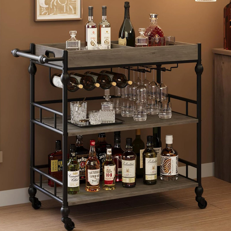Landaff Metal Bar Cart, Gray
