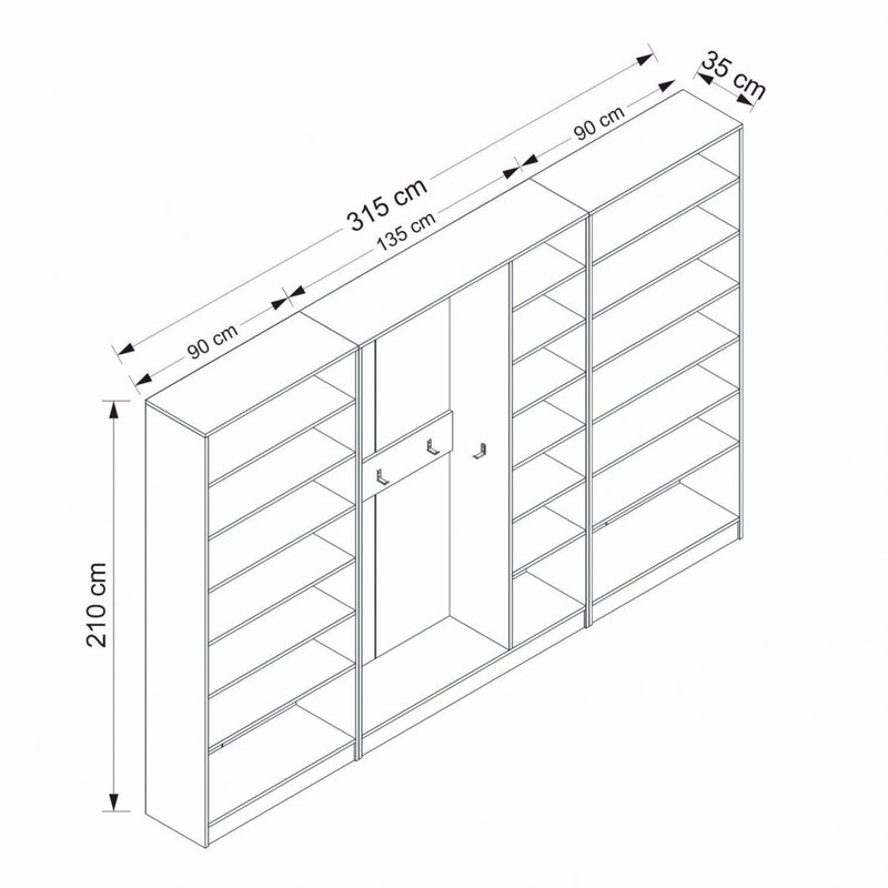 Modern White Hall Stand, 100% Melamine Coated Particle Board, 124.0 x 82.7 x 13.8 inches | Stylish & Functional Design for Entryways | Durable & Easy to Clean, Perfect for Contemporary Home Décor