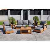 Ensemble de conversation d'extérieur 5 personnes avec coussins Sunbrella Stilijan Teak