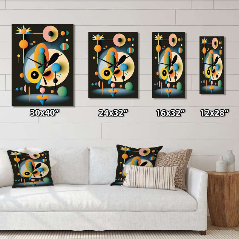 Divine Secrets Retro Illustration abstraite - horloge murale moderne géométrique, H 28 po x l 12 po x P 1 po