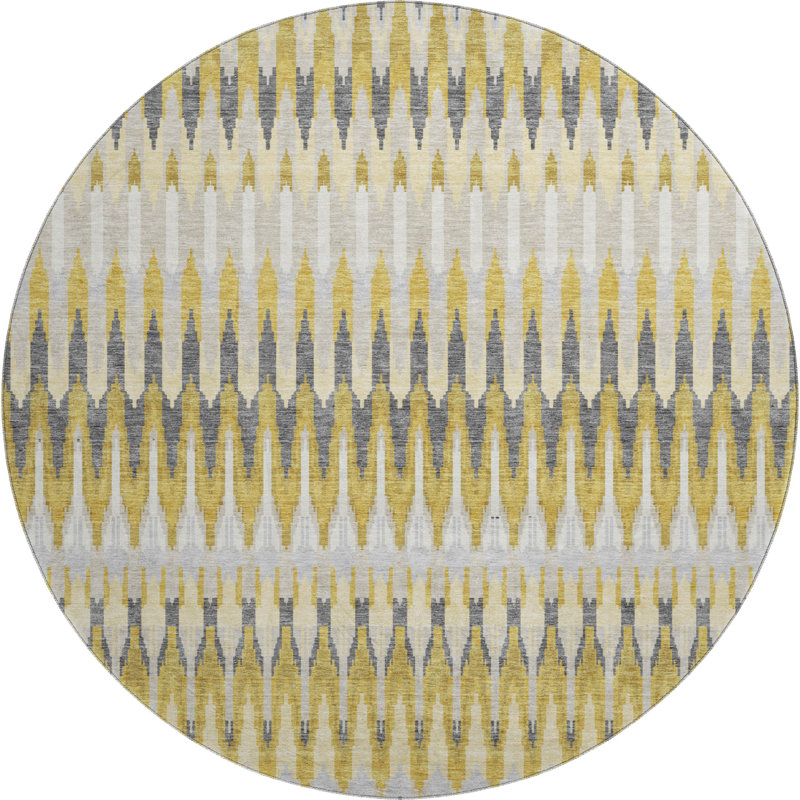 Premium Machine Washable Prisco Gold Rug, Round 8'