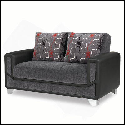 Causeuse convertible rembourrée avec rangement, gris