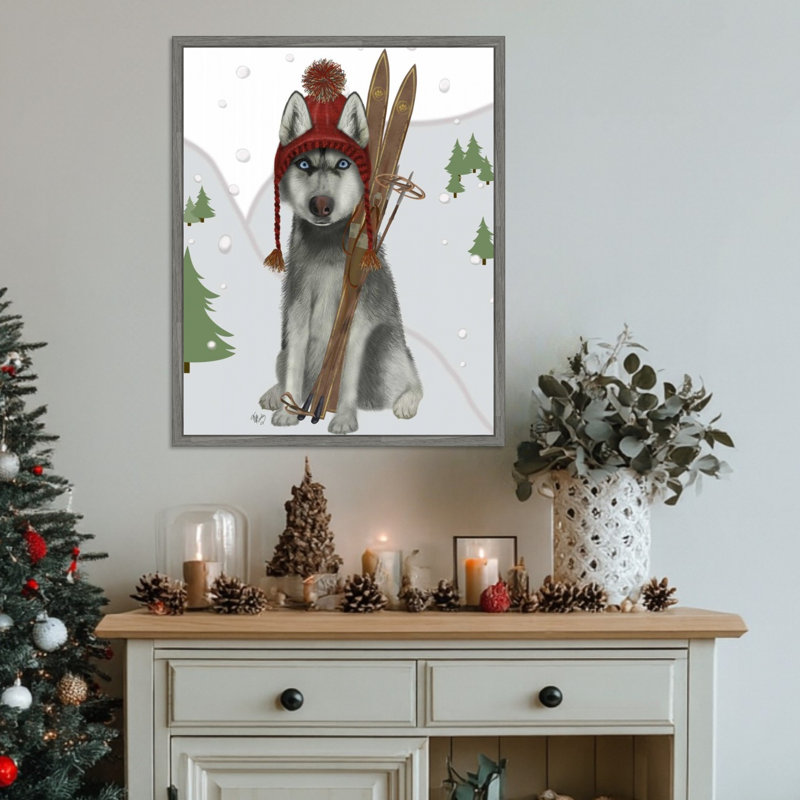 «Husky Skiing» par Fab Funky, impression sur toile encadrée