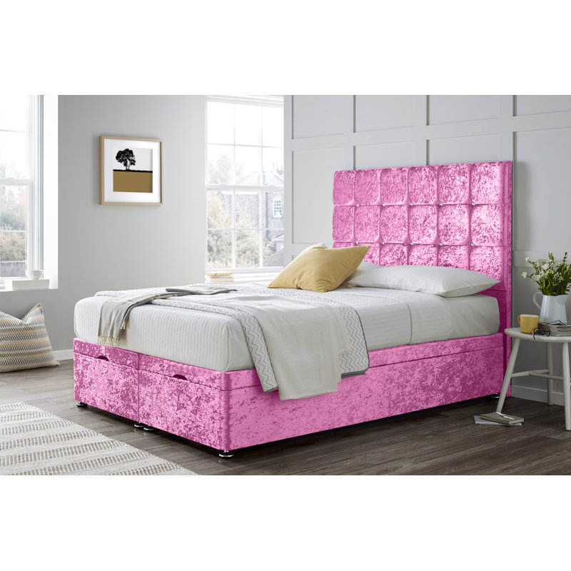 Relford Divan Bed with 54" Floorstanding Headboard, Double (4'6), Baby Pink