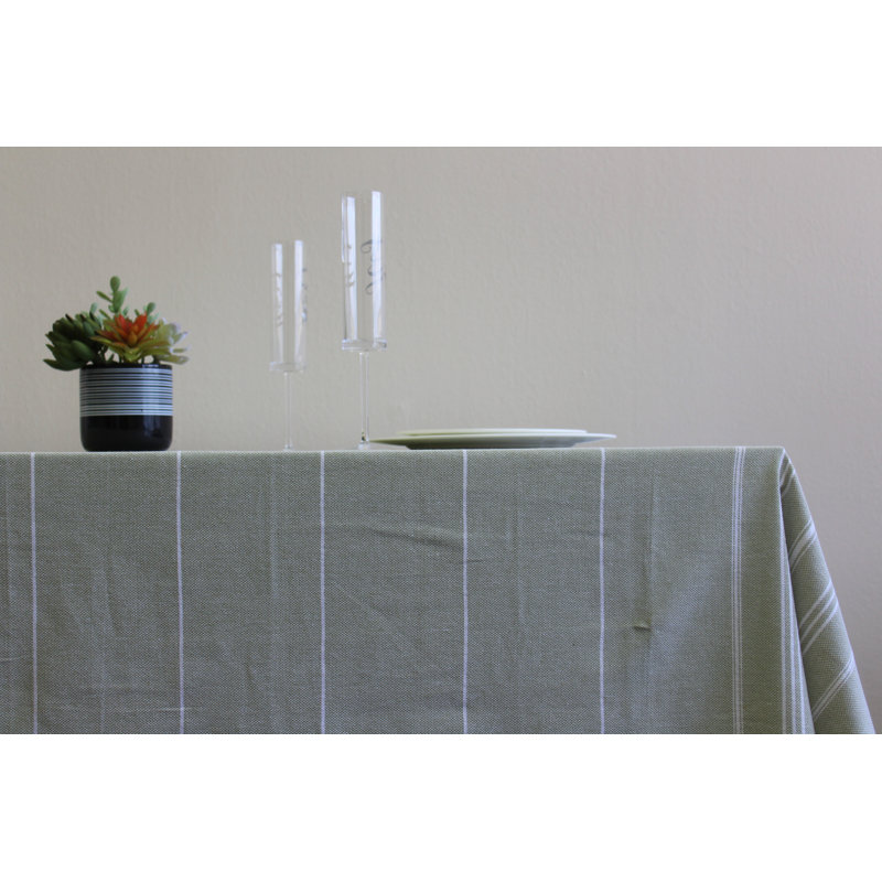 Cannady Striped 100% Cotton Tablecloth, Green, 60" W Round