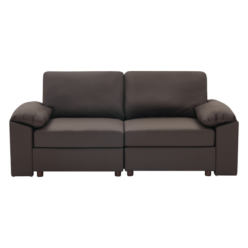Canapé modulaire moderne avec repose-pieds en cuir de polyuréthane Marybelle Marybelle, Brown