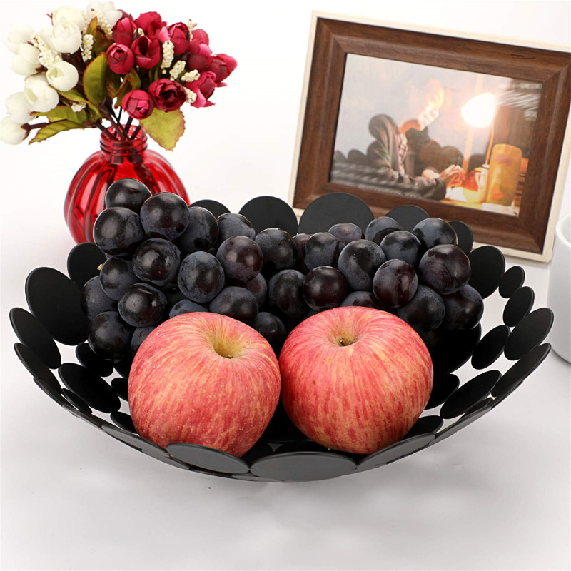 Ivy Bronx Daveisha Metal Fruit Bowl, Black