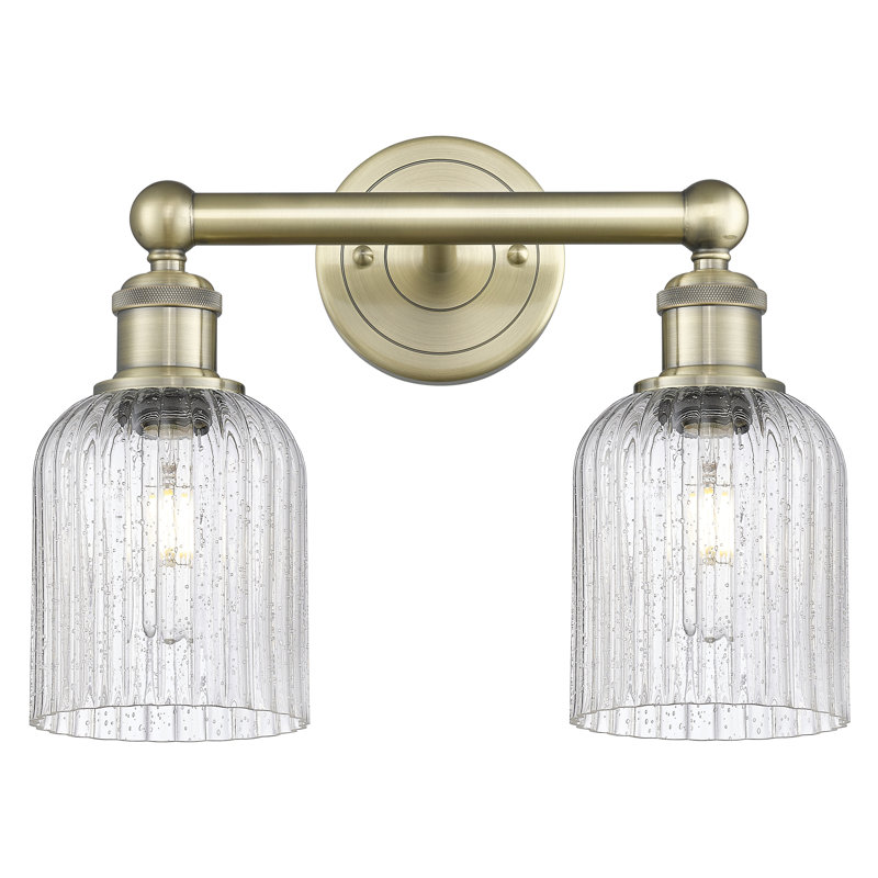 Edison Addeline 2 Light 14" Bath Vanity Light Shade, Antique Brass, Seedy