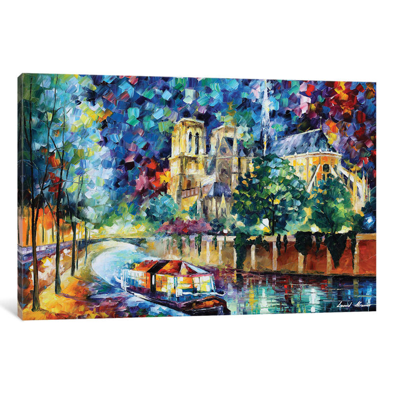 River Of Paris by Leonid Afremov - No Frame Giclee Art Print on Canvas, 66.04 cm H x 45.72 cm W x 1.91 cm D