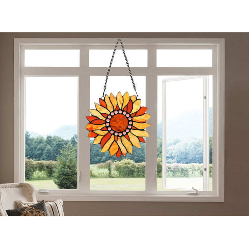 Panneau de vitrail en verre coloré, Orange