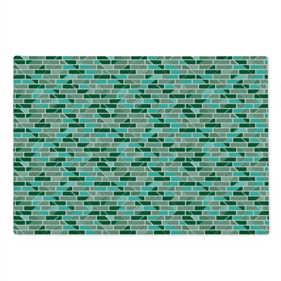 Ambesonne Brick Cutting Board Large Size Creative Image with Blocks Seafoam Hunter Green