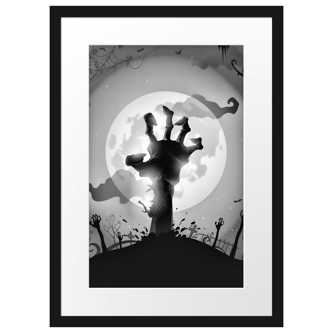 Gerahmtes Poster Gruselige Zombie Hand