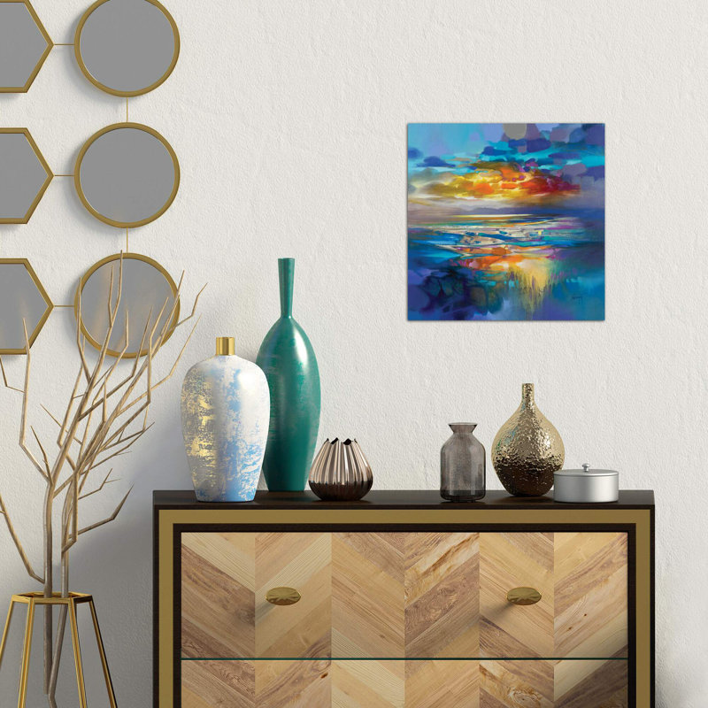 Liquid Cyan by Scott Naismith - Wrapped Canvas Painting, 45.72 cm H x 45.72 cm W x 1.91 cm D