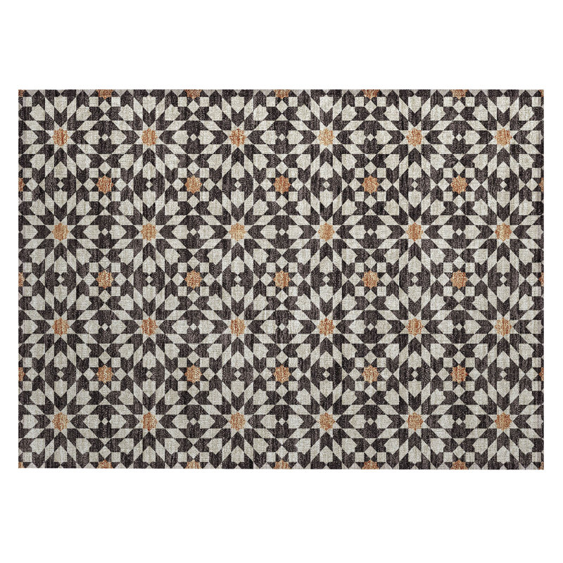 Washable Floral Indoor / Outdoor Rug, Rectangle 1'8" x 2'6"