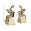 Serre-livres décoratifs en forme de lapin pour la maison et le bureau - Serre-livres animaux modernes pour une touche d'élégance sur une étagère ou un bureau - Lot de 2, 12,5 cm, doré