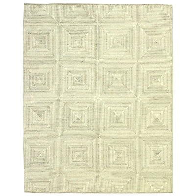 Pyramids Wool Geometric Area Rug in Ivory/Gray