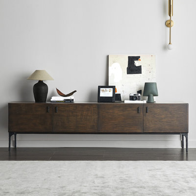 Crédence de rangement simple en bois massif l 86,6 po Simple