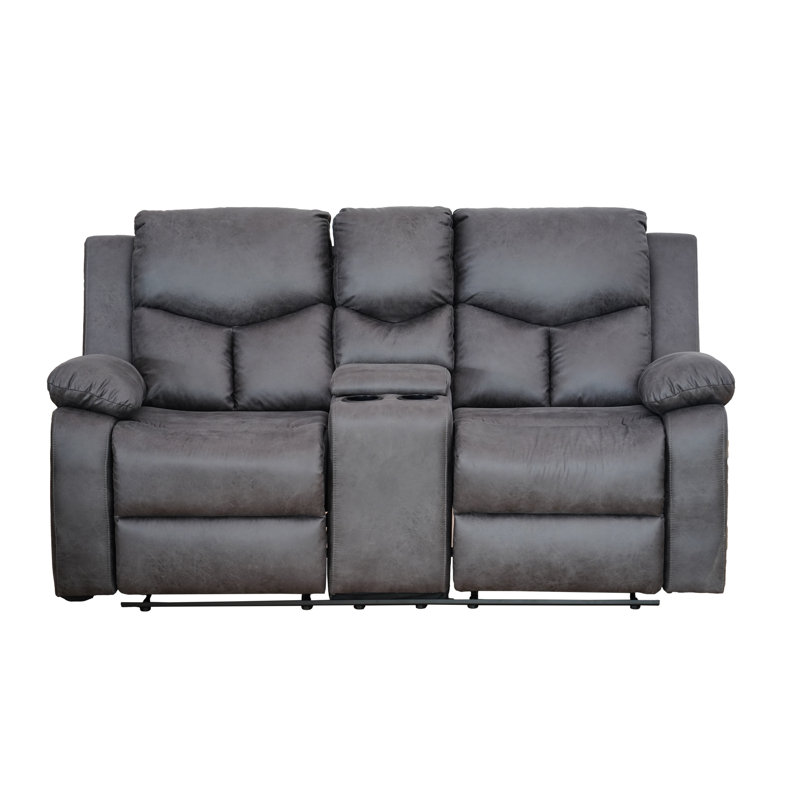 Causeuse inclinable 2 places en cuir Bianchini, Gris