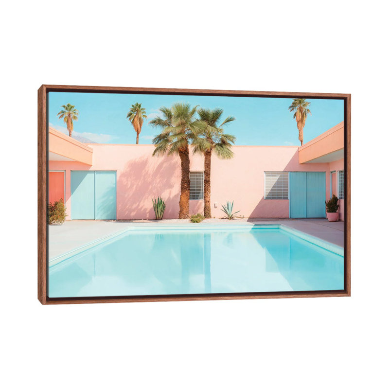 Retro Pool - reproduction d'art murale encadrée, H 32 po x l 48 po, Reproduction encadrée sans passe-partout, Brun