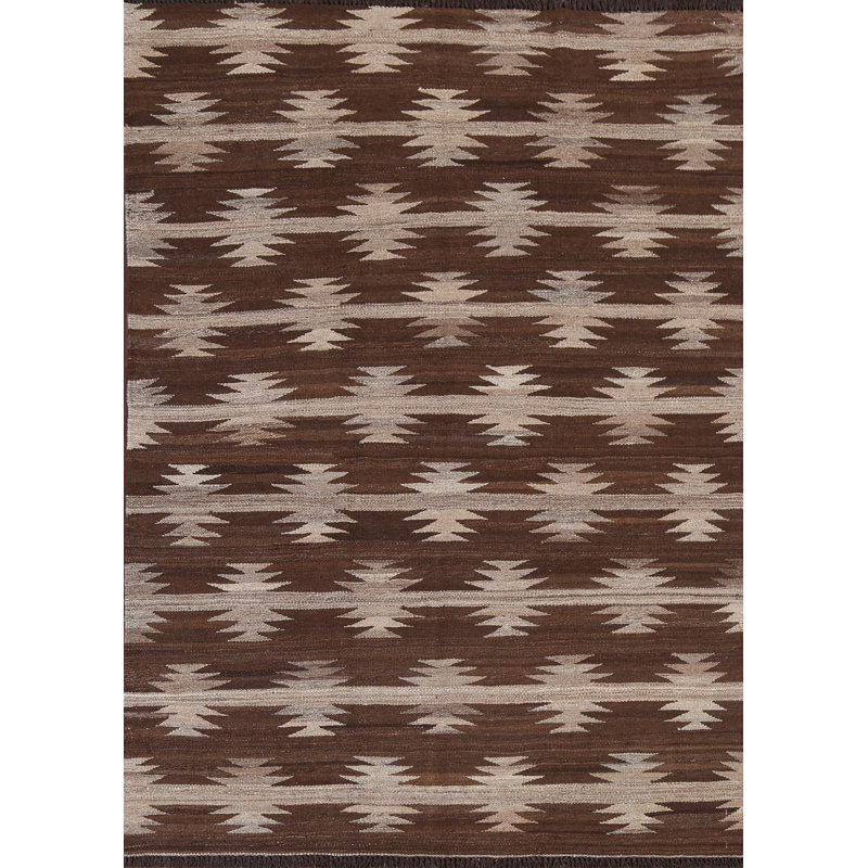 Tapis kilim en laine teint dans la masse naturel 5 x 6