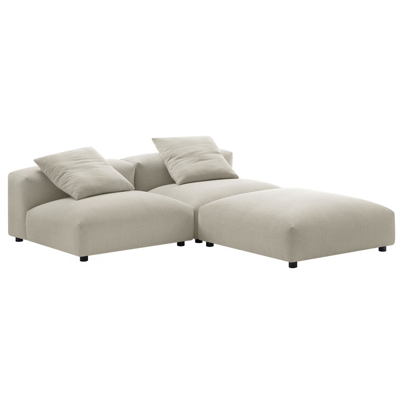 Solace 3-Piece Modular Upholstered Fabric Sectional Sofa, Beige Fabric