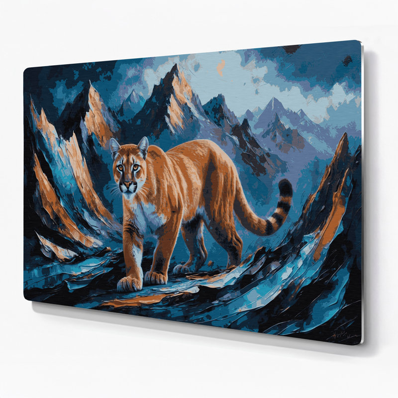 «Big Cats Rocky Mountain Cougar», art mural en métal gris, H 11 po x l 14 po
