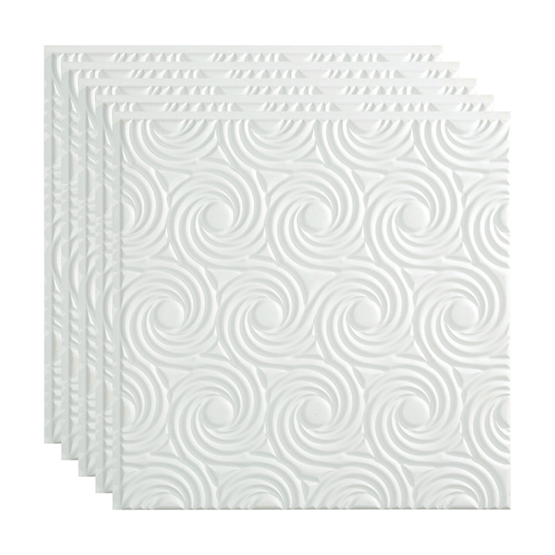 Panneau de plafond décoratif en vinyle 2 pi x 2 pi FASÄDE Cyclone, Blanc mat