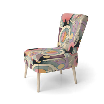 Pastel Art Deco IV - Chaise d'appoint rembourrée contemporaine, chaise d'appoint géométrique abstraite