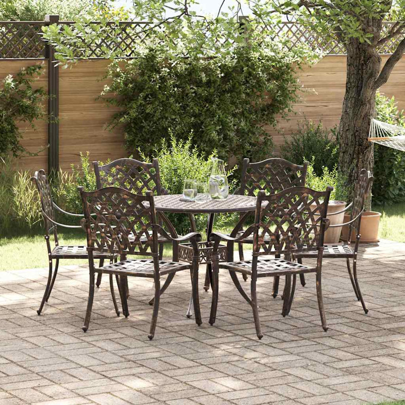 6 - Person Patio Dining Set with Square Table, Bronze