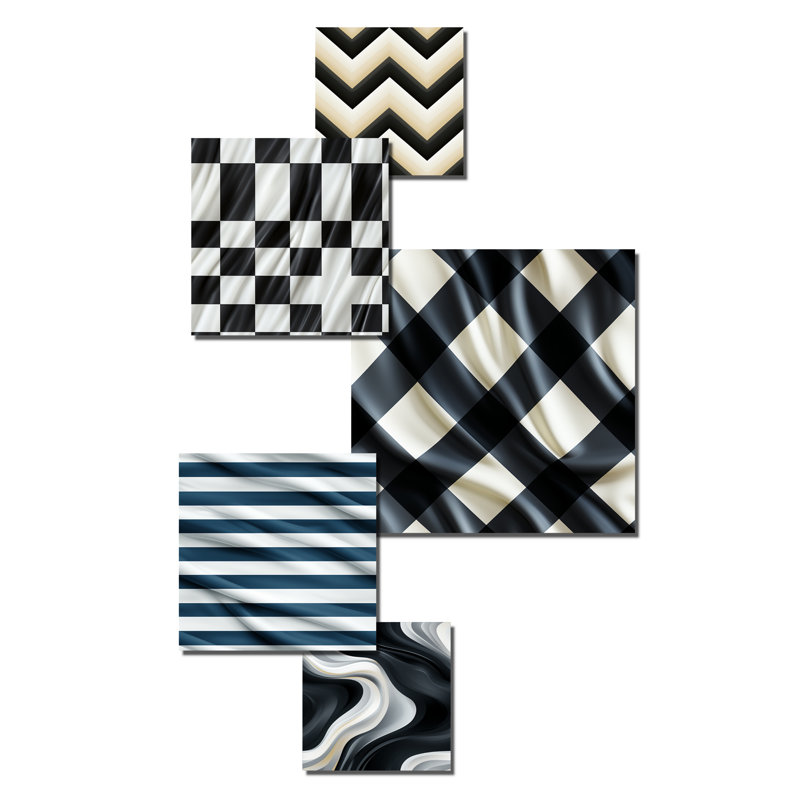Chagnon - Ensemble de 5 reproductions d'art mural à chevrons