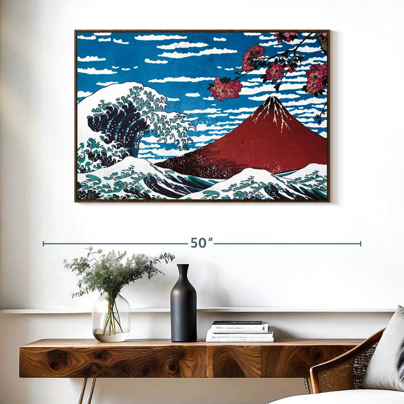Mer japonaise, Cadre flottant noyer, 40 po x 27 po