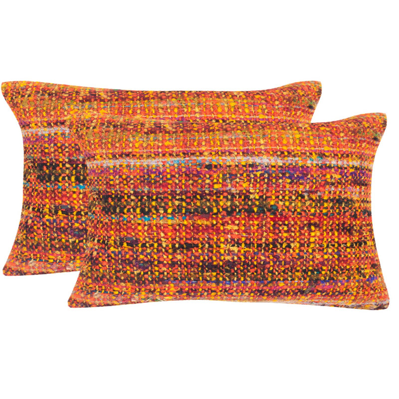 Embroidered Silk Throw Pillow, Orange Candy