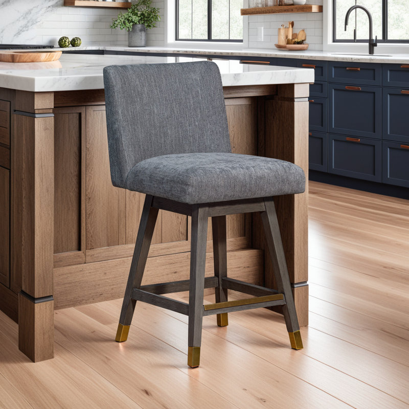 Tabouret de bar Araf, Tabouret de comptoir (siège d'une hauteur de 26 p, Gris, gris