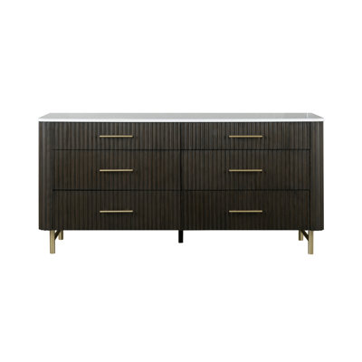 Commode Clayten espresso avec plateau en marbre naturel d'ingénierie