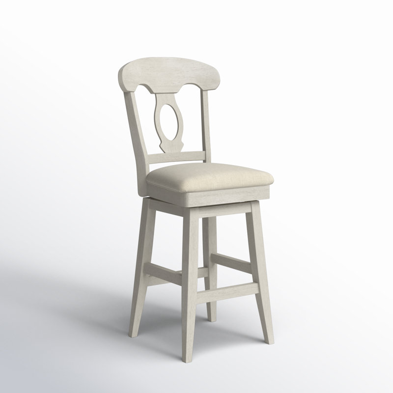 Tabouret de bar et de comptoir pivotant Fortville, Blanc antique, Tabouret de bar (siège d'une hauteur de 30,59 po)