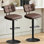 Tabourets de bar pivotants de 19,3 po de largeur, recouverts de similicuir, hauteur de comptoir réglable, avec repose-pieds, coussin épais et dossier incurvé (ensemble de 2)